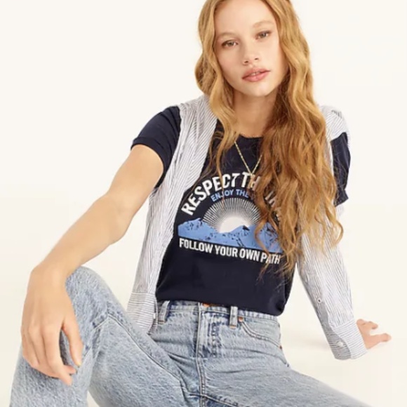 J. Crew Tops - J Crew Vintage cotton Respect the trail Hiking Mountain Climbing T-Shirt
